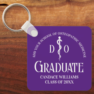 Purple Osteopathic Medical School Graduation Keychain