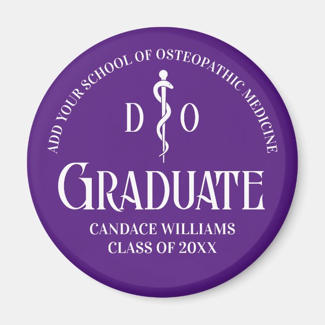Purple Osteopathic Medical School Graduation Party Magnet (Front)