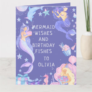 Purple Our Little Mermaid All Ages Birthday Card