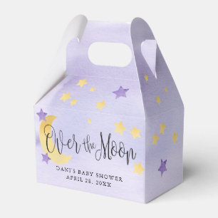 Purple Over the Moon, Baby Shower Moon Stars Favor Box