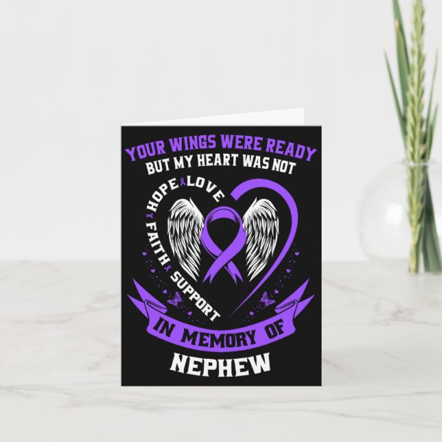 Purple overdose awareness day items in memory of n card (Front)
