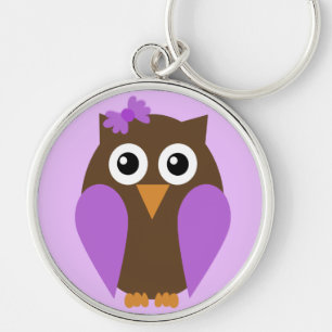 Purple Owl & A Bow Keychain
