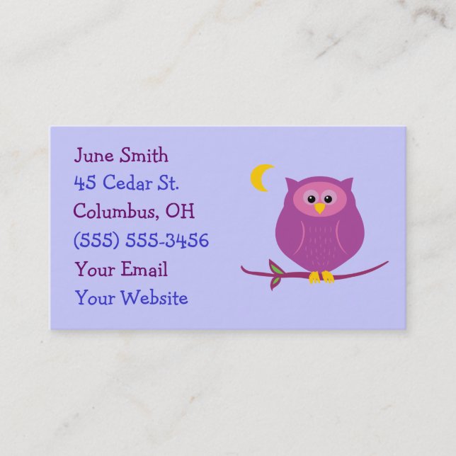Purple Owl Business Cards (Front)