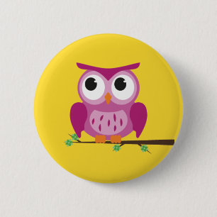 Purple Owl Button Badge