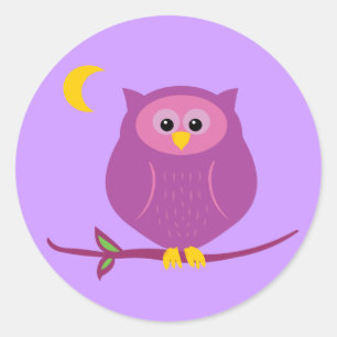 Purple Owl Classic Round Sticker