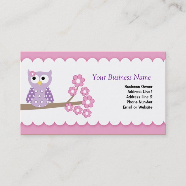 Purple Owl Customizable Business Card Template (Front)