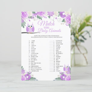 Purple Owl Floral Match La Carte De Jeu Bébé Anima