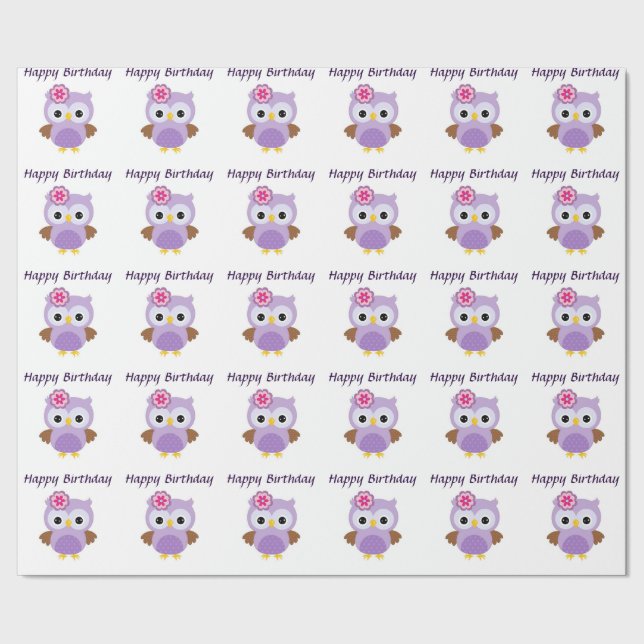 Purple Owl Glossy Wrapping Paper, 30" x 6' Paper (Seam)