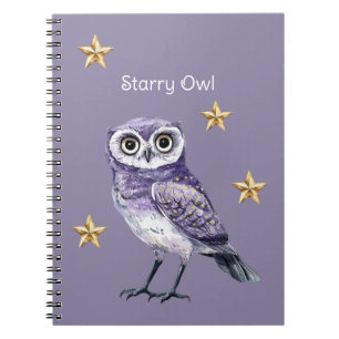 Purple Owl Gold Stars Notebook