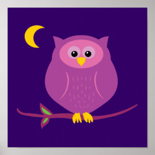 Purple Owl Poster