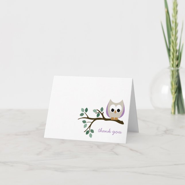Purple Owl Thank You Card (Front)