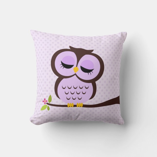 Purple Owl Throw Pillow (Front)