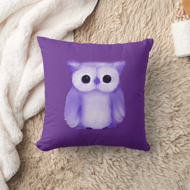 Purple Owl Throw Pillow (Blanket)