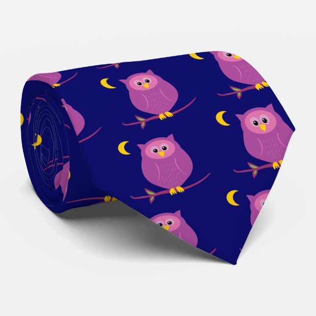 Purple Owl Tie (Rolled)