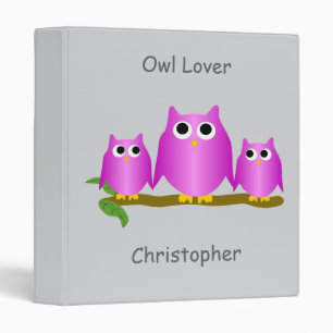 Purple Owls Design Any Colour Background Binder