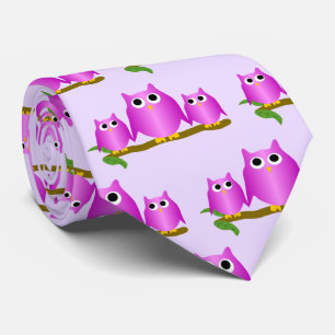 Purple Owls Design Any Colour Background Tie