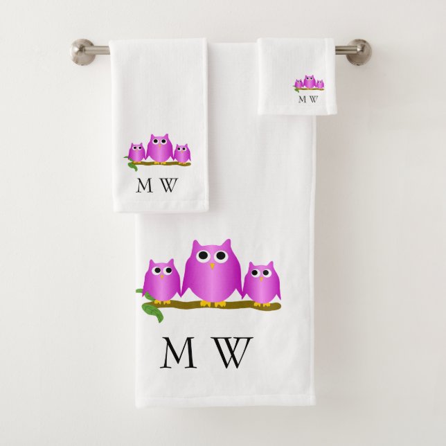 Purple Owls Design Monogrammé (En situation)
