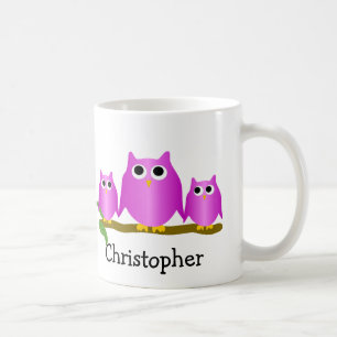 Purple Owls Design Personalised Coffee Mug