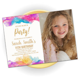 Purple Paint Anniversaire Invitations avec photo