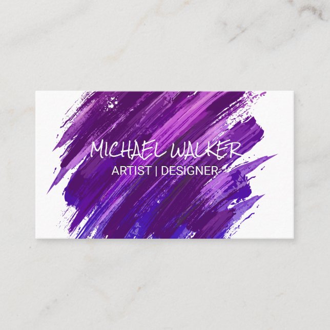 Purple Paint Brushed Business Card (Front)