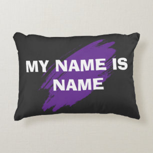 Purple paint custom text accent pillow