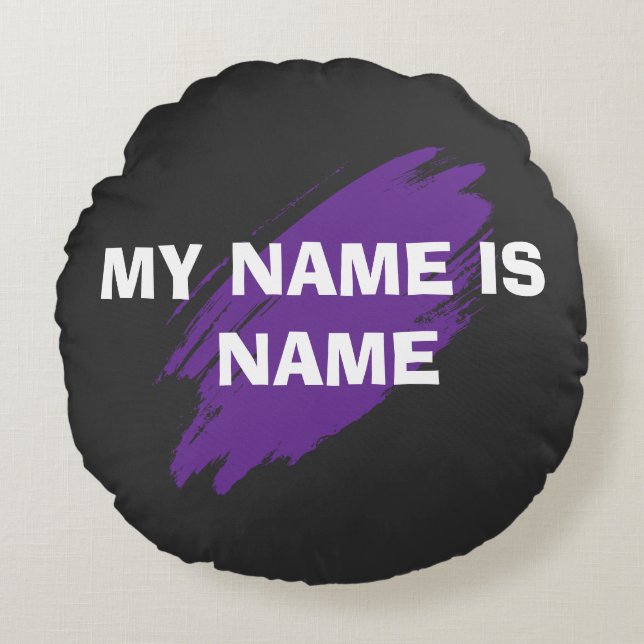Purple paint custom text round pillow (Front)