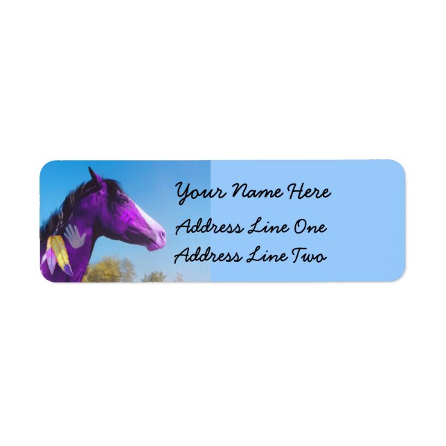 Purple Paint horse War pony Return Address Labels (Front)