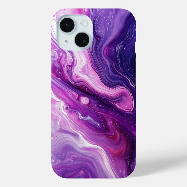 Purple Paint Pour Abstract Liquid Aesthetic Case-Mate iPhone Case (Back)