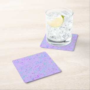 Purple Paint Splatter Birthday Square Paper Coaster