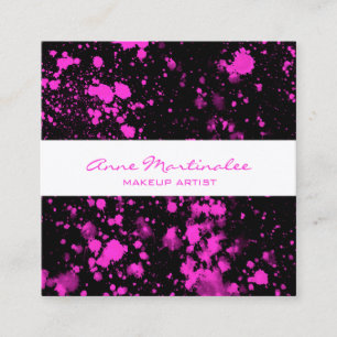 Purple Paint Splatter on Black Square Business Car Card
