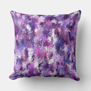 Purple Paint Splatter Throw Pillow