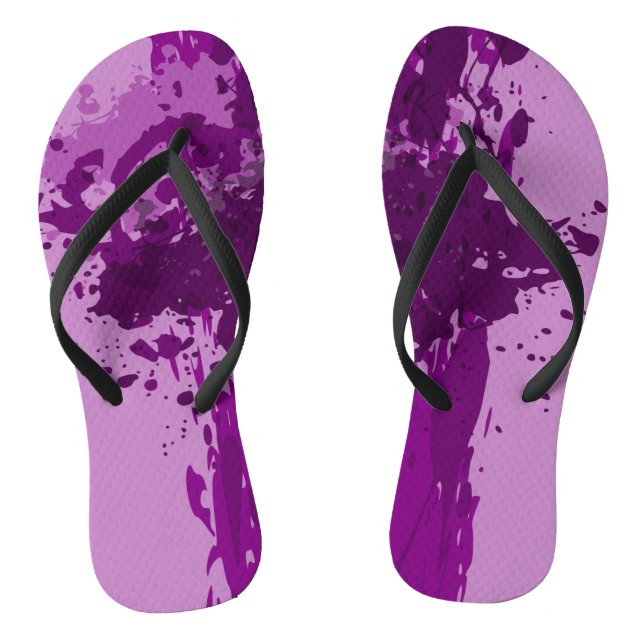 Purple Paint Splatter - Wedding Party Supply - Flip Flops (Footbed)
