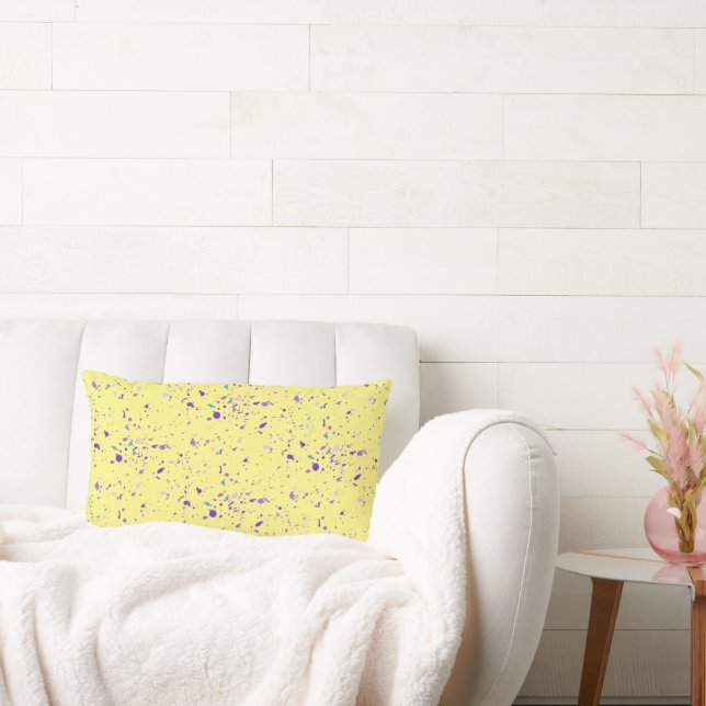 Purple Paint Splatters Lumbar Pillow (Couch)