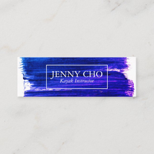 Purple paint stripe hand painted mini business card (Front)
