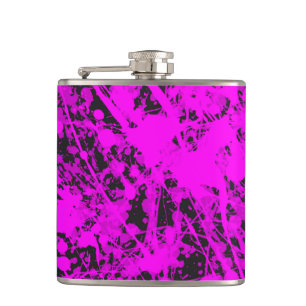 Purple Paint Toss Vinyl Wrapped Flask