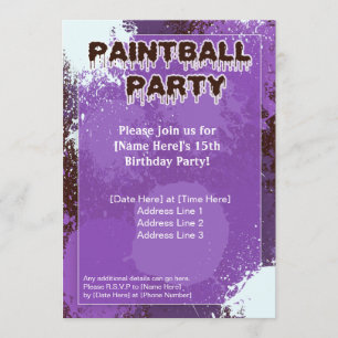 Purple Paintball Party Invite