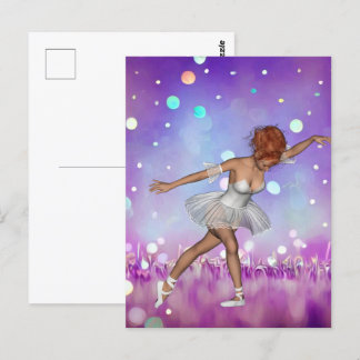 Purple Painted Bokeh Background & Ballerina Postcard