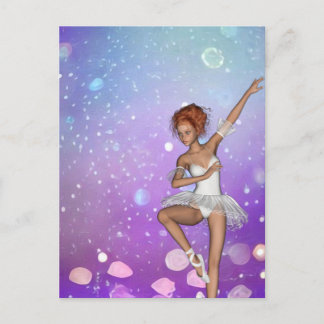 Purple Painted Bokeh Bubbles Ballerina Postcard