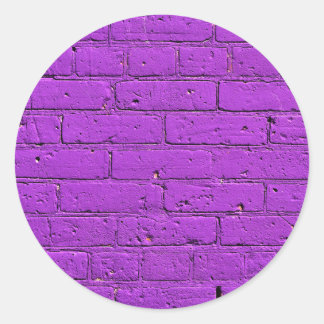 Purple Painted Brick Wall Classic Round Sticker