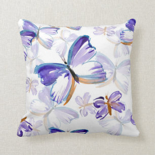 Purple Painted Butterflies Pillow
