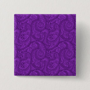 Purple Paisley 2 Inch Square Button