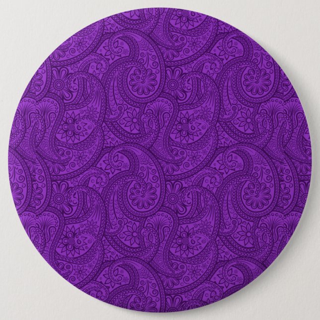 Purple Paisley 6 Inch Round Button (Front)