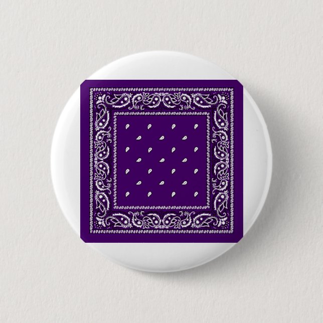 Purple Paisley Bandanna 2 Inch Round Button (Front)