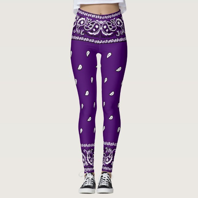 Purple Paisley Bandanna  Leggings (Front)