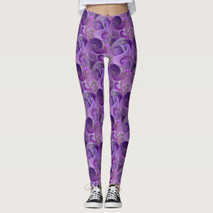 Purple Paisley Damask Pattern Leggings