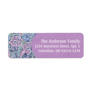 Purple Paisley Floral Return Adresse Label 2