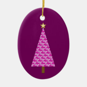 Purple paisley modern Christmas tree Ceramic Ornament
