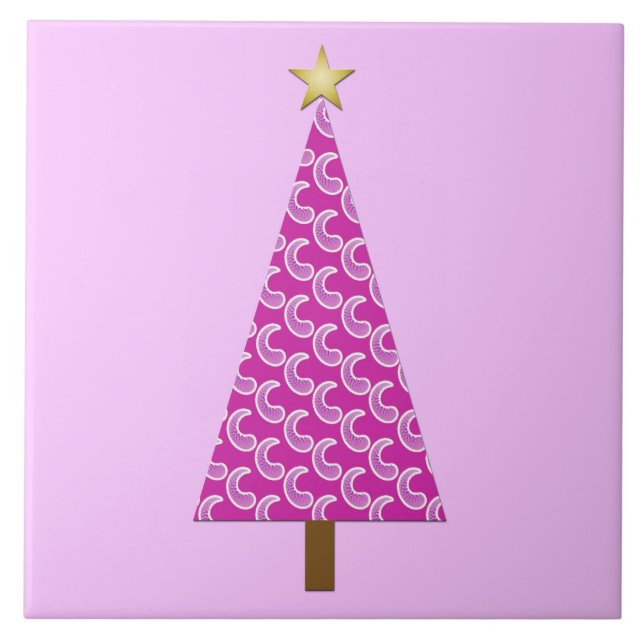 Purple paisley modern Christmas tree Tile (Front)