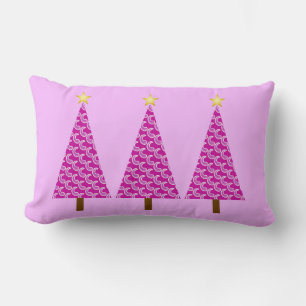 Purple paisley modern Christmas trees Lumbar Pillow