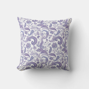 Purple Paisley Pattern Throw Pillow